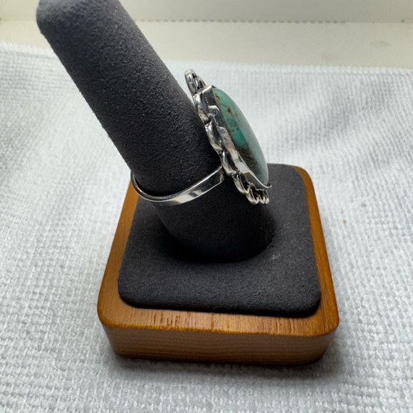 Royston Turquoise Ring Sterling Silver Adjustable Band Artisan Southwestern Boho - Picture 2 of 4